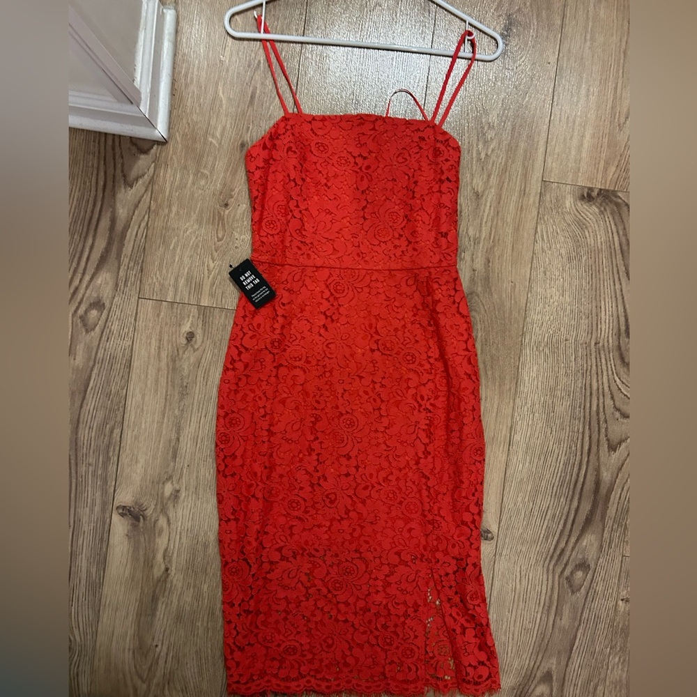 Red Sequin Embellished Midi Dress
